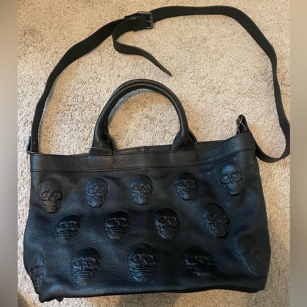 Elle Black Leather Tote Bag